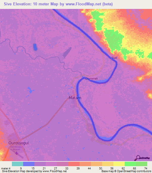 Sive,Mauritania Elevation Map