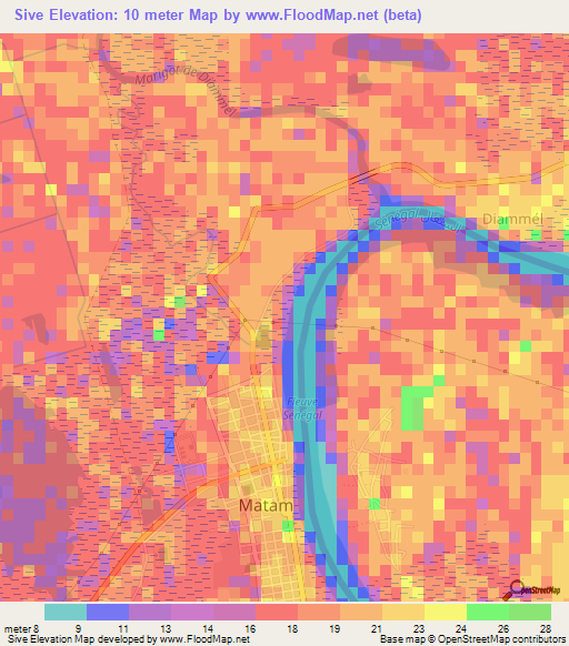 Sive,Mauritania Elevation Map