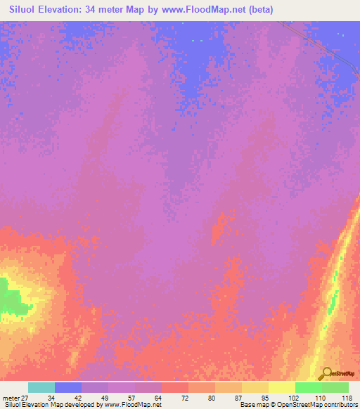 Siluol,Mauritania Elevation Map