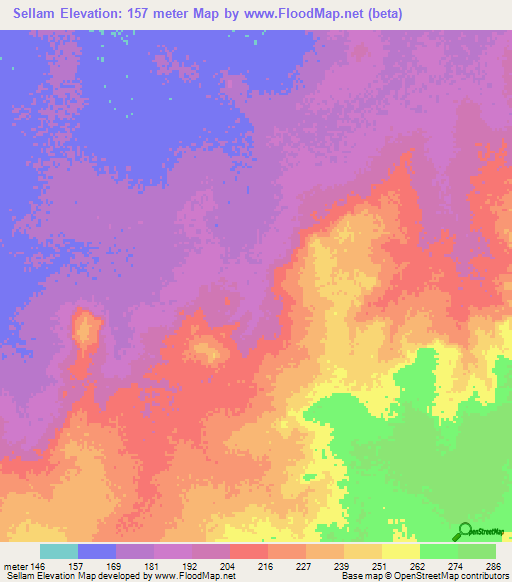 Sellam,Mauritania Elevation Map