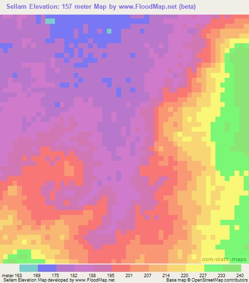Sellam,Mauritania Elevation Map