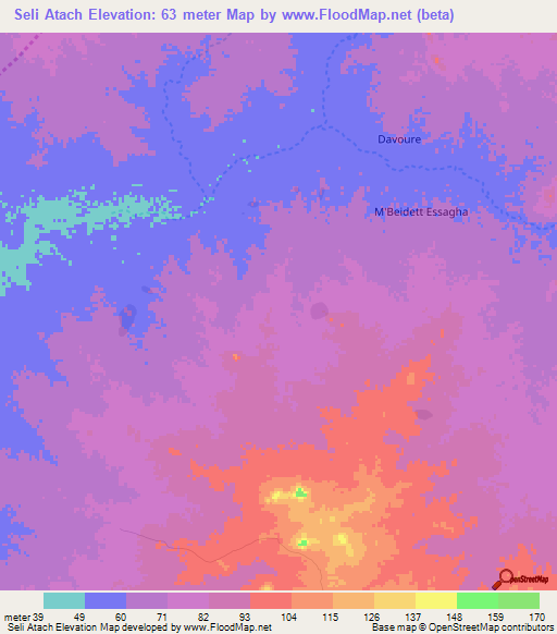 Seli Atach,Mauritania Elevation Map