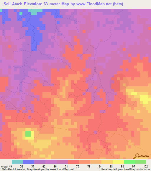 Seli Atach,Mauritania Elevation Map