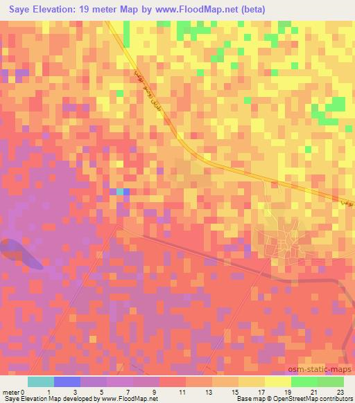 Saye,Mauritania Elevation Map