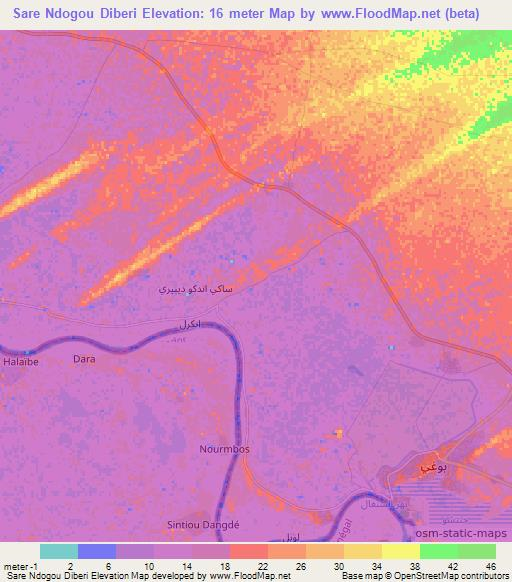 Sare Ndogou Diberi,Mauritania Elevation Map