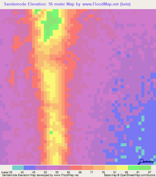 Sandemode,Mauritania Elevation Map