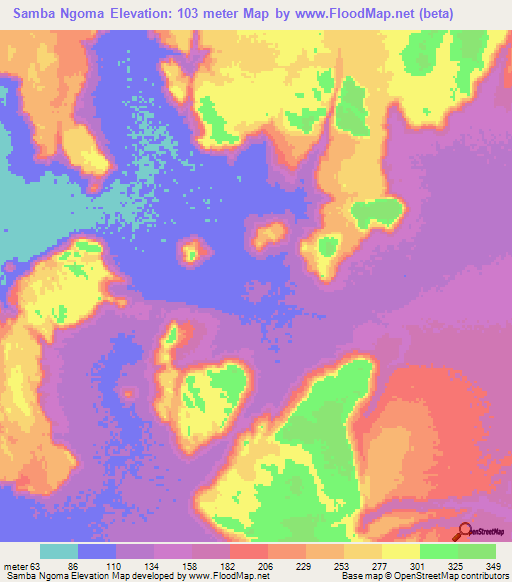 Samba Ngoma,Mauritania Elevation Map