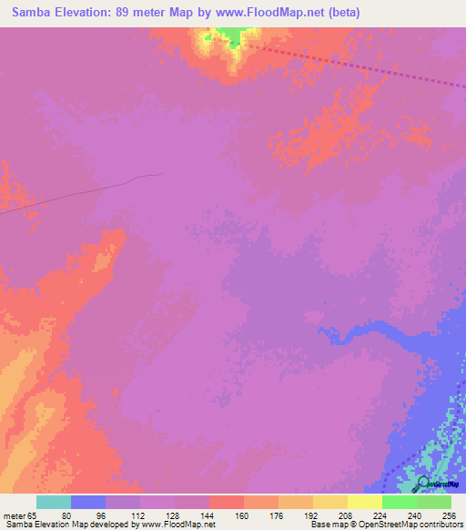 Samba,Mauritania Elevation Map