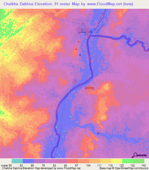 Chelkha Dakhna,Mauritania Elevation Map