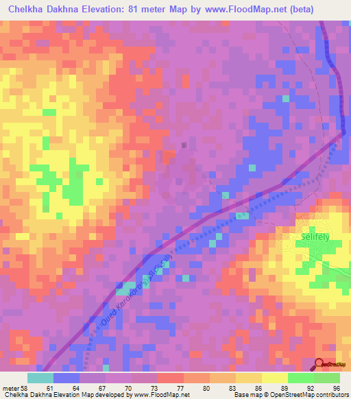 Chelkha Dakhna,Mauritania Elevation Map
