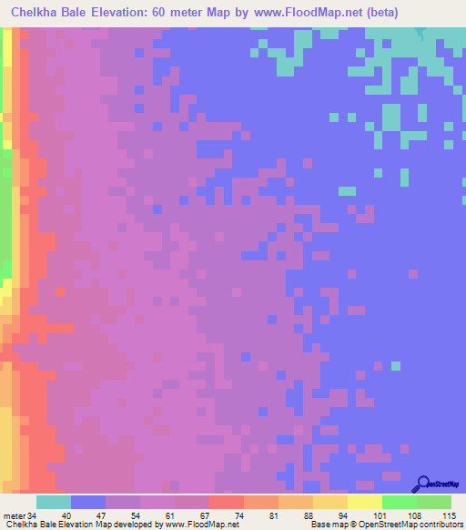 Chelkha Bale,Mauritania Elevation Map
