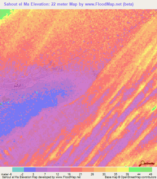Sahout el Ma,Mauritania Elevation Map