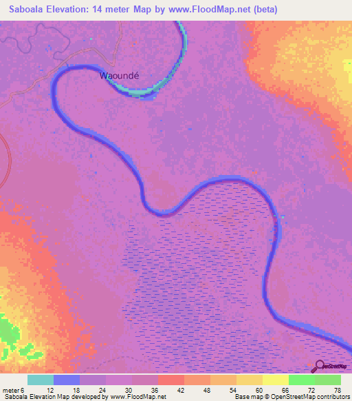 Saboala,Mauritania Elevation Map