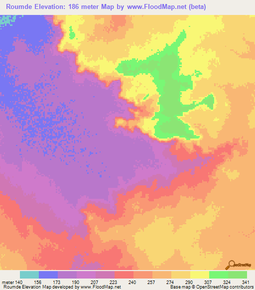 Roumde,Mauritania Elevation Map