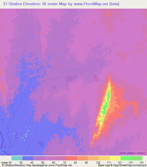 El Ghabra,Mauritania Elevation Map