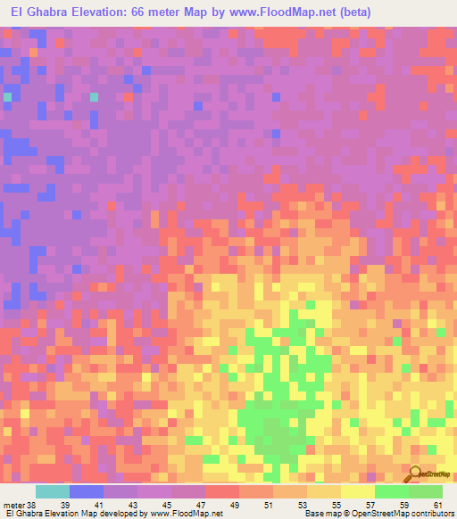 El Ghabra,Mauritania Elevation Map