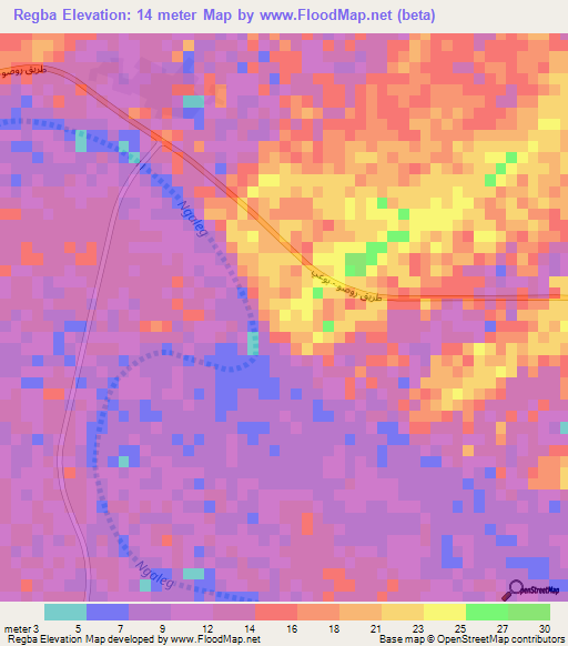 Regba,Mauritania Elevation Map