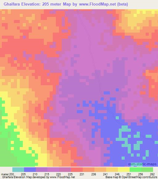 Ghaifara,Mauritania Elevation Map