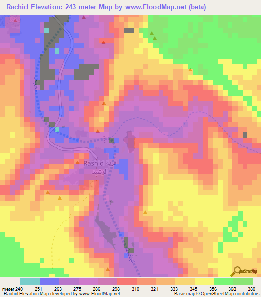 Rachid,Mauritania Elevation Map