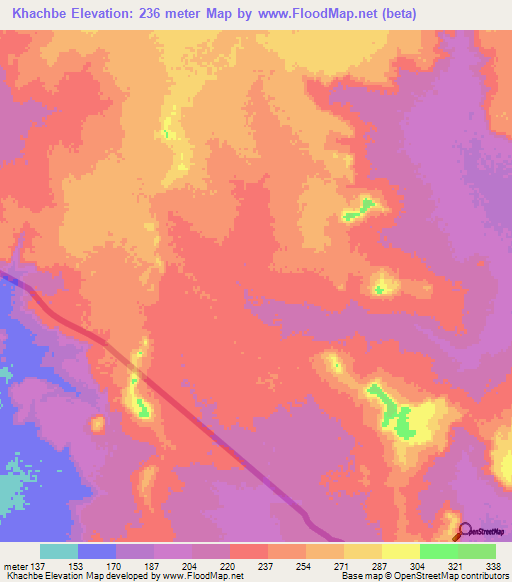 Khachbe,Mauritania Elevation Map