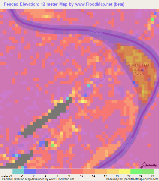 Pendao,Mauritania Elevation Map