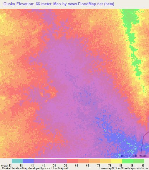 Ouska,Mauritania Elevation Map