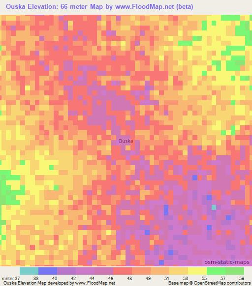 Ouska,Mauritania Elevation Map