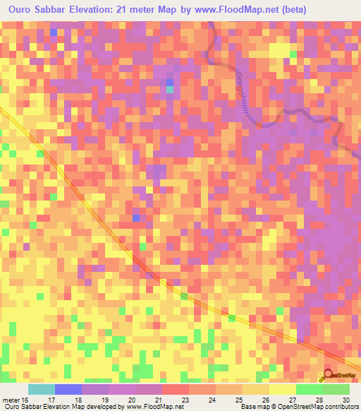 Ouro Sabbar,Mauritania Elevation Map