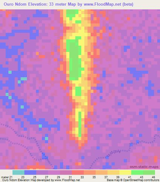 Ouro Ndom,Mauritania Elevation Map