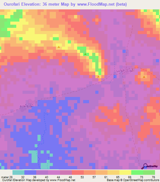 Ourofari,Mauritania Elevation Map