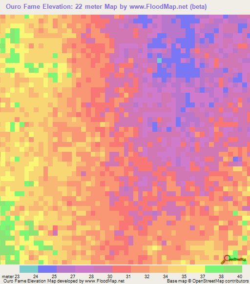 Ouro Fame,Mauritania Elevation Map