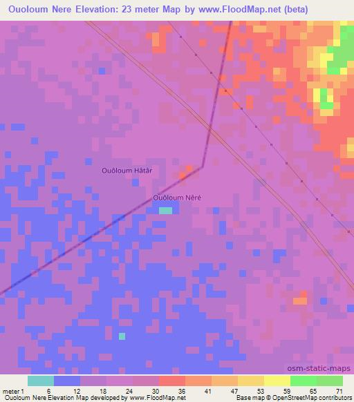 Ouoloum Nere,Mauritania Elevation Map