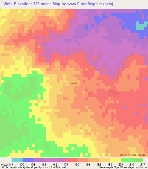 Wole,Mauritania Elevation Map