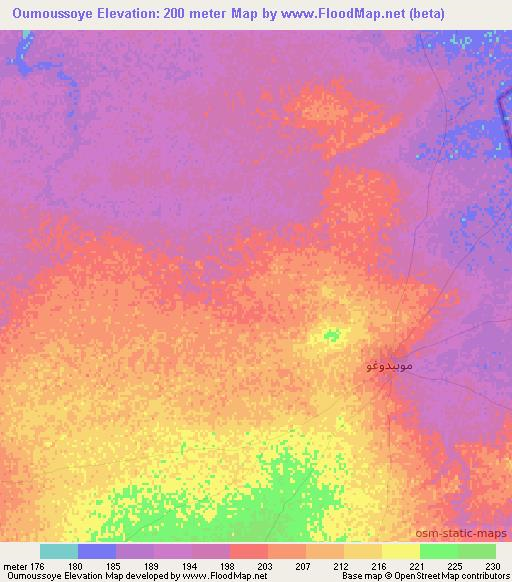Oumoussoye,Mauritania Elevation Map