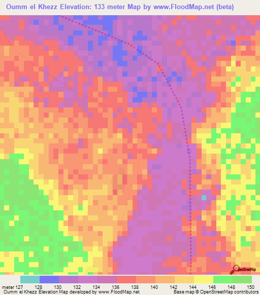 Oumm el Khezz,Mauritania Elevation Map