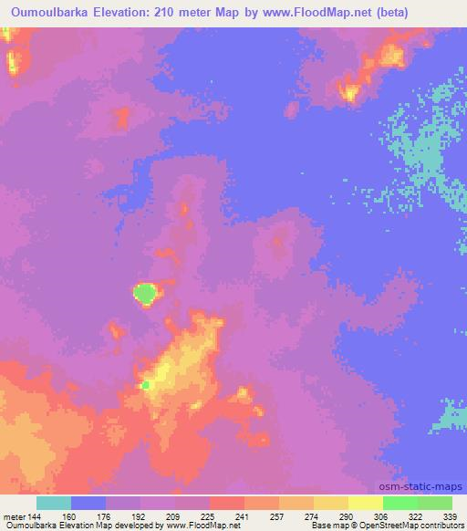 Oumoulbarka,Mauritania Elevation Map