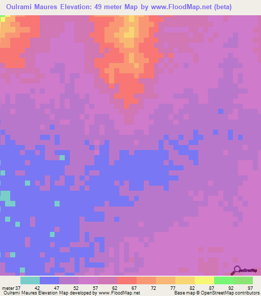 Oulrami Maures,Mauritania Elevation Map