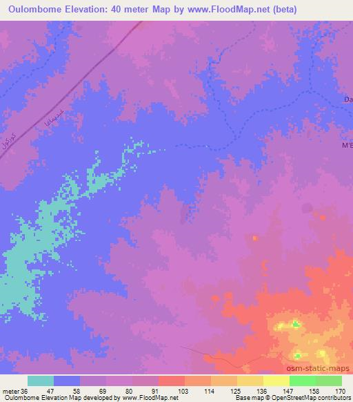 Oulombome,Mauritania Elevation Map