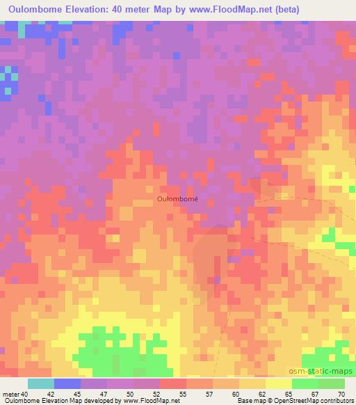 Oulombome,Mauritania Elevation Map