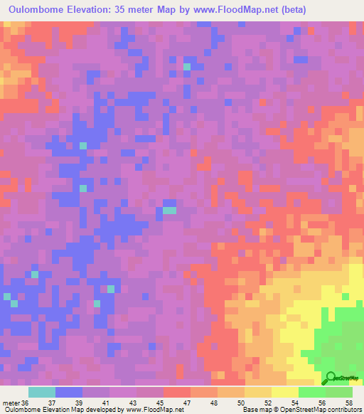 Oulombome,Mauritania Elevation Map