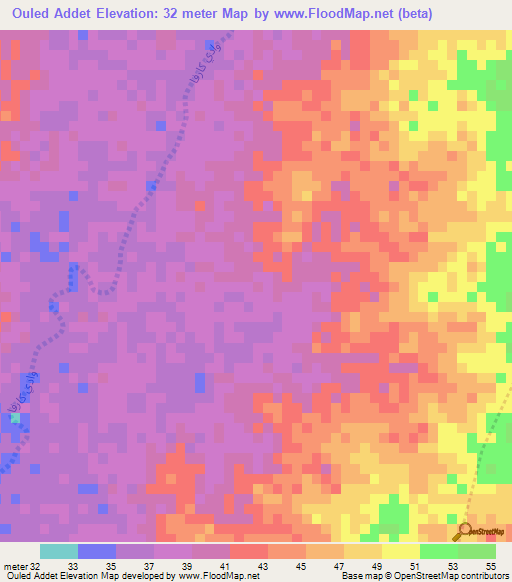 Ouled Addet,Mauritania Elevation Map