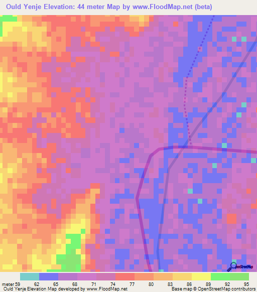 Ould Yenje,Mauritania Elevation Map