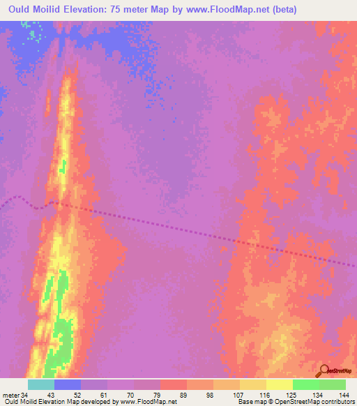 Ould Moilid,Mauritania Elevation Map