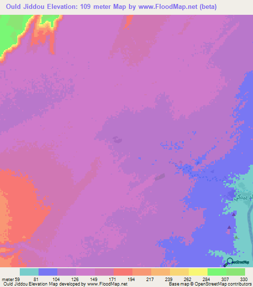 Ould Jiddou,Mauritania Elevation Map
