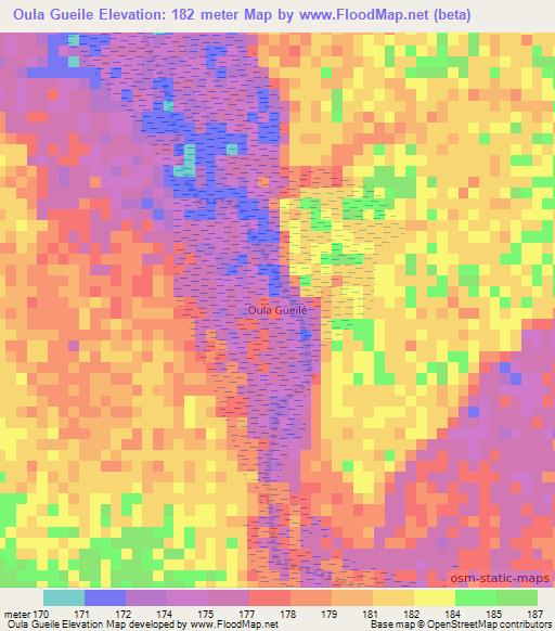 Oula Gueile,Mauritania Elevation Map