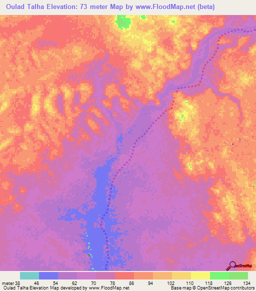 Oulad Talha,Mauritania Elevation Map
