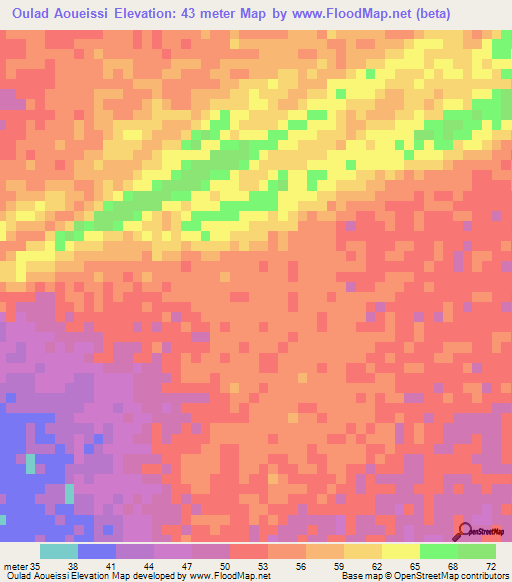 Oulad Aoueissi,Mauritania Elevation Map