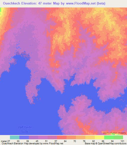 Ouechkech,Mauritania Elevation Map