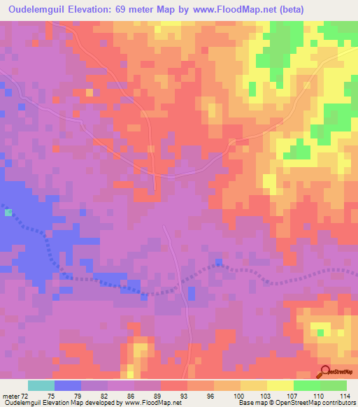 Oudelemguil,Mauritania Elevation Map