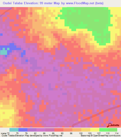 Oudei Talaba,Mauritania Elevation Map
